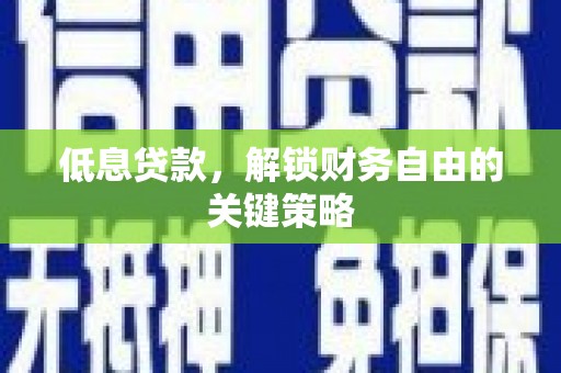 务川低息贷款，解锁财务自由的关键策略
