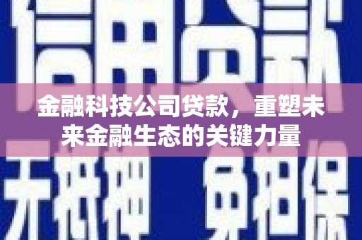 苍溪金融科技公司贷款，重塑未来金融生态的关键力量